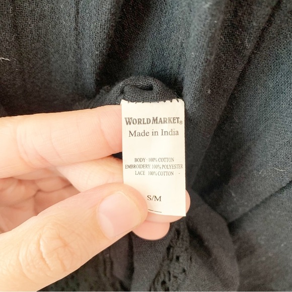 WORLD MARKET | Black Embroidered Dress Size M - Picture 6 of 6